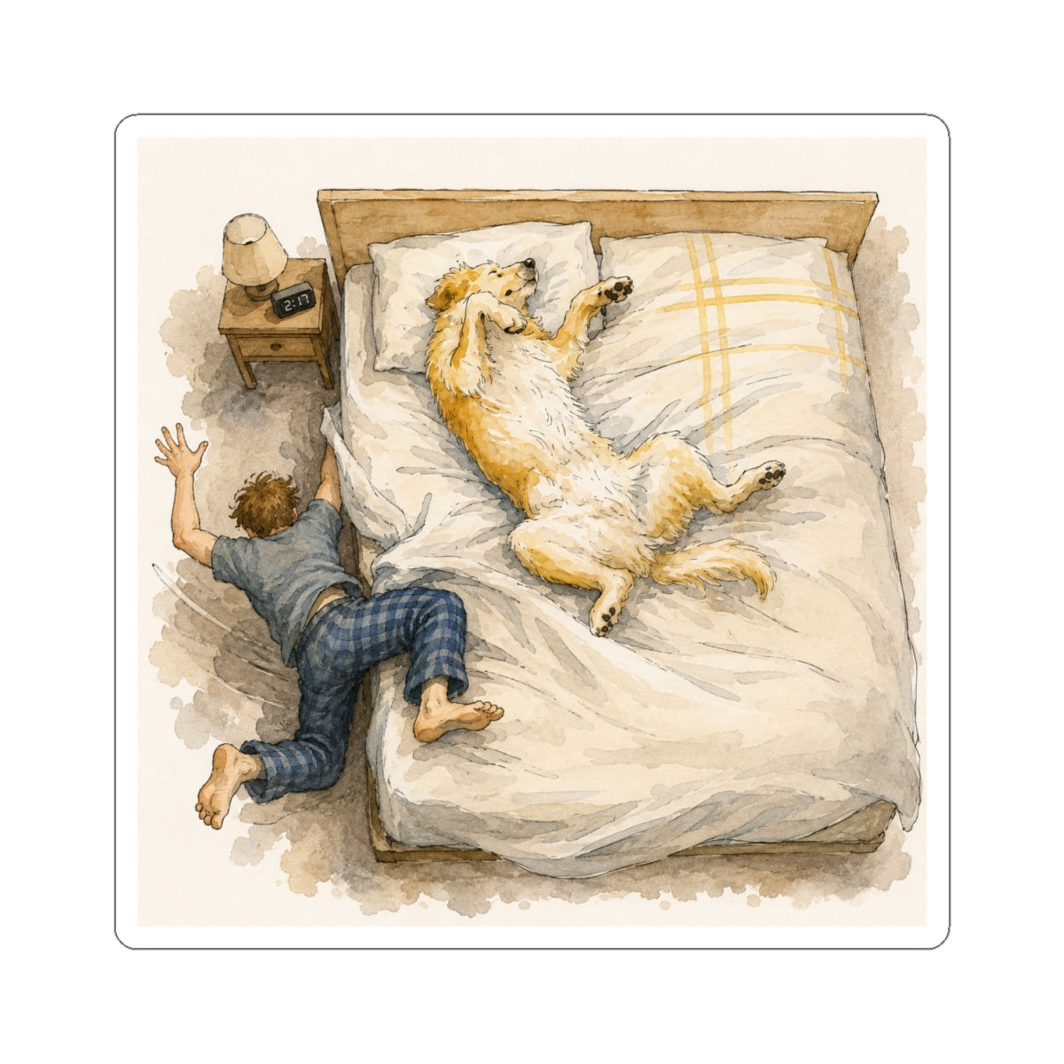 Sleeps Like He Pays Rent - Sticker